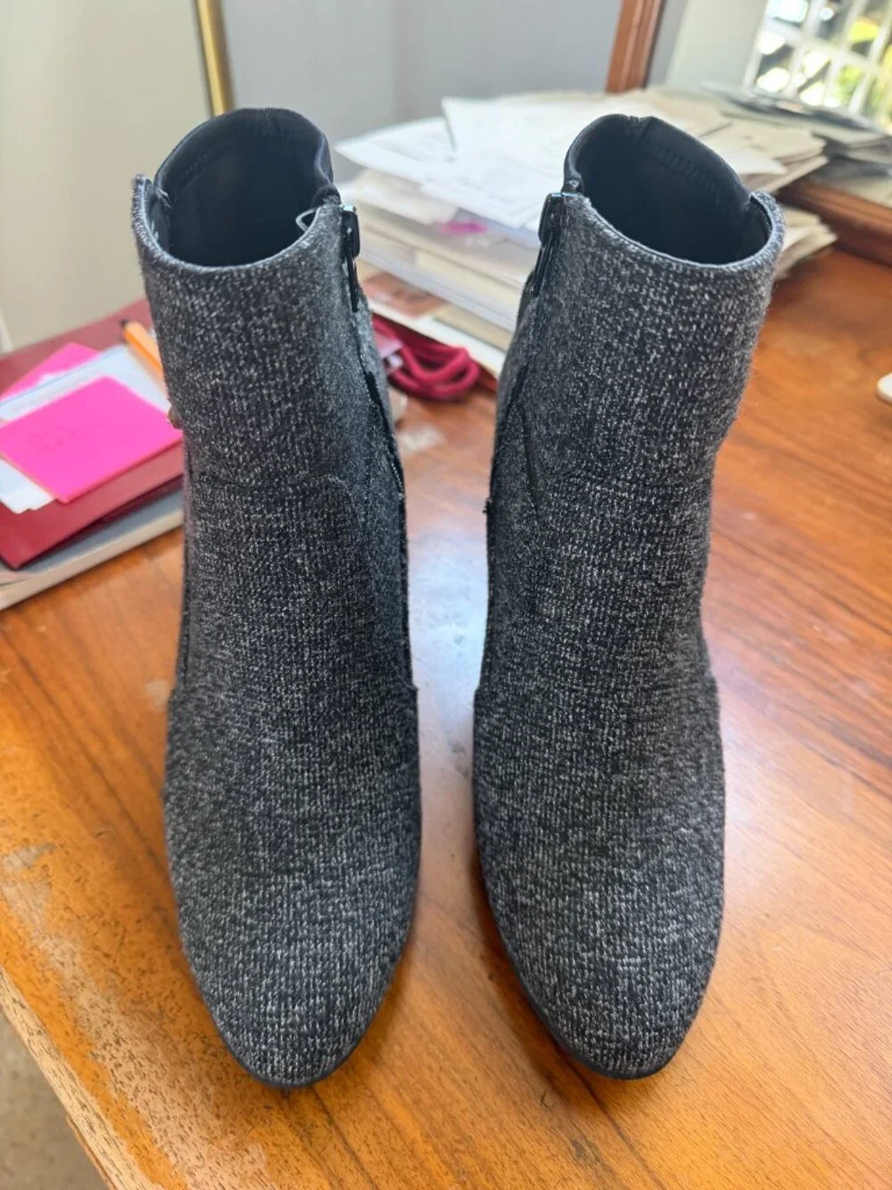 Kelly & Katie Gavilea Black Tweed Ankle Boots Silver Buckle Size 9M